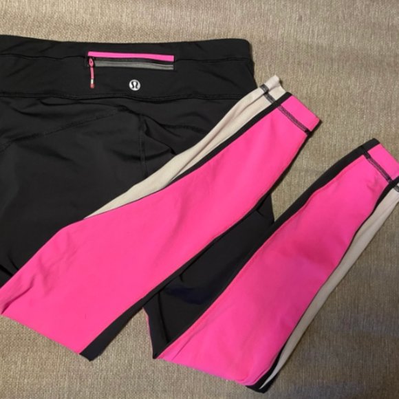 lululemon athletica Pants - Lululemon Run Pace Tight Pinkalicious Black Parfait Pink SMALL 4